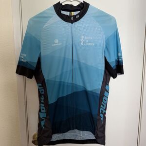 Monton Performance Cycling Jersey Blue Gradient Race Fit Men’s L Full Zip Bike